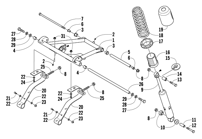 Parts Diagram for Arctic Cat 2004 BEARCAT WIDE TRACK SNOWMOBILE REAR SUSPENSION FRONT ARM ASSEMBLY