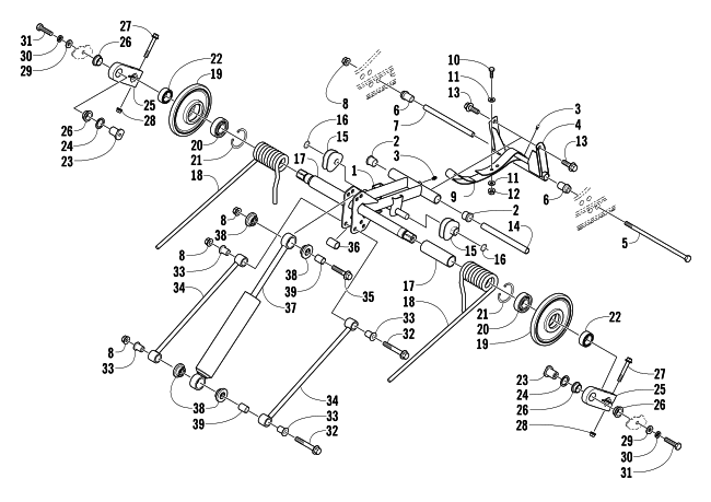 Parts Diagram for Arctic Cat 2004 BEARCAT WIDE TRACK SNOWMOBILE REAR SUSPENSION REAR ARM ASSEMBLY