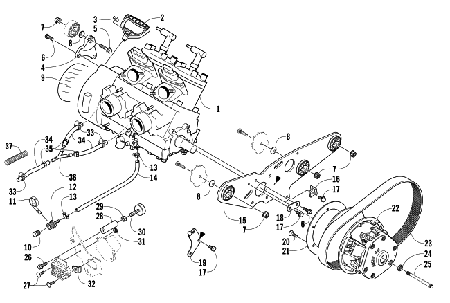Parts Diagram for Arctic Cat 2004 FIRECAT 600 SNOWMOBILE ENGINE AND RELATED PARTS