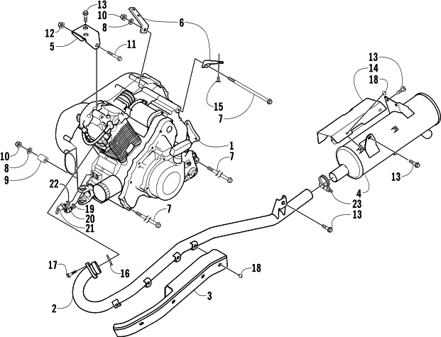 Parts Diagram for Arctic Cat 2004 400 AUTOMATIC TRANSMISSION 4X4 MRP ATV ENGINE AND EXHAUST
