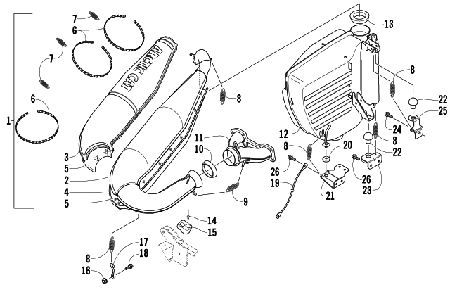 Parts Diagram for Arctic Cat 2004 MOUNTAIN CAT 900 EFI 159 SNOWMOBILE EXHAUST ASSEMBLY