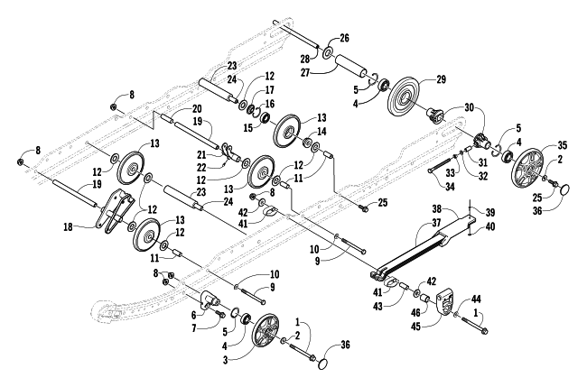 Parts Diagram for Arctic Cat 2004 T660 TURBO TOURING SNOWMOBILE IDLER WHEEL ASSEMBLY