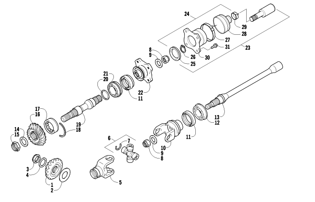 Parts Diagram for Arctic Cat 2004 400 AUTOMATIC TRANSMISSION 4X4 ATV SECONDARY DRIVE ASSEMBLY