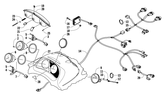 Parts Diagram for Arctic Cat 2004 MOUNTAIN CAT 900 EFI 159 SNOWMOBILE HEADLIGHT, INSTRUMENTS, AND WIRING ASSEMBLIES