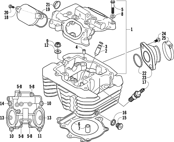 Parts Diagram for Arctic Cat 2008 400 AUTOMATIC TRANSMISSION 4X4 TRV ATV CYLINDER HEAD ASSEMBLY