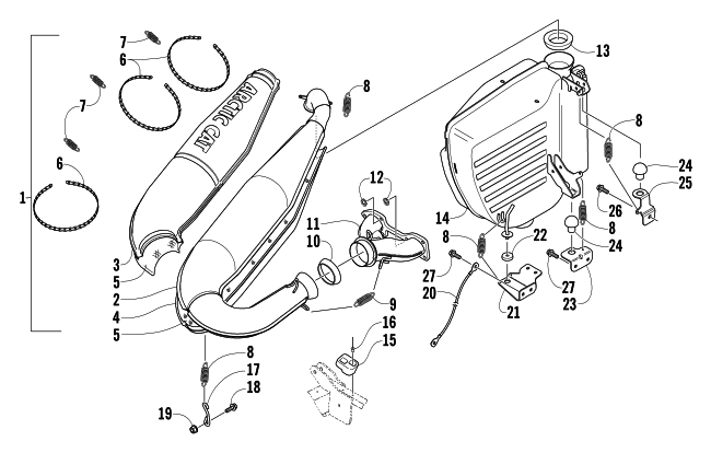 Parts Diagram for Arctic Cat 2005 KING CAT 900 EFI EARLY BUILD SNOWMOBILE EXHAUST ASSEMBLY