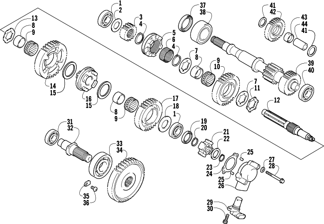 Parts Diagram for Arctic Cat 2007 500 AUTOMATIC TRANSMISSION 4X4 FIS ATV SECONDARY TRANSMISSION ASSEMBLY