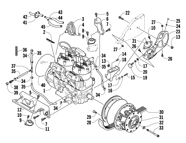 Parts Diagram for Arctic Cat 2004 MOUNTAIN CAT 800 EFI 151 SNOWMOBILE ENGINE AND RELATED PARTS