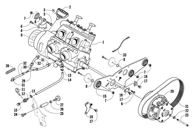 Parts Diagram for Arctic Cat 2004 SABERCAT 500 LX SNOWMOBILE ENGINE AND RELATED PARTS