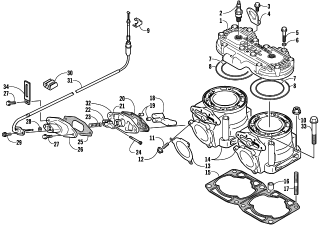 Parts Diagram for Arctic Cat 2004 FIRECAT 700 EFI SNO PRO 1 SNOWMOBILE CYLINDER AND HEAD ASSEMBLY
