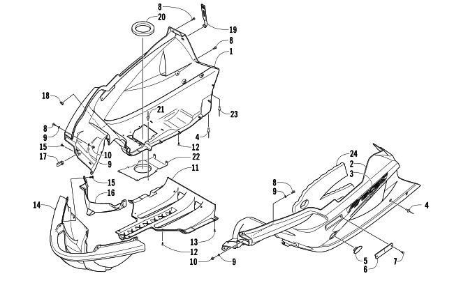 Parts Diagram for Arctic Cat 2004 FIRECAT 600 EFI SNOWMOBILE BELLY PAN ASSEMBLY
