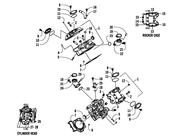 Parts Diagram for Arctic Cat 2005 650 V-2 4X4 FIS ATV CYLINDER HEAD ASSEMBLY