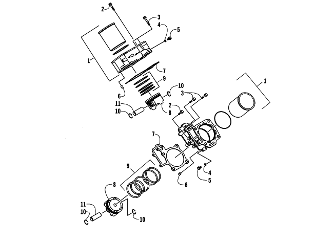 Parts Diagram for Arctic Cat 2006 650 V-TWIN AUTOMATIC TRANSMISSION 4X4 FIS LIMITED EDITION ATV CYLINDER/PISTON ASSEMBLY
