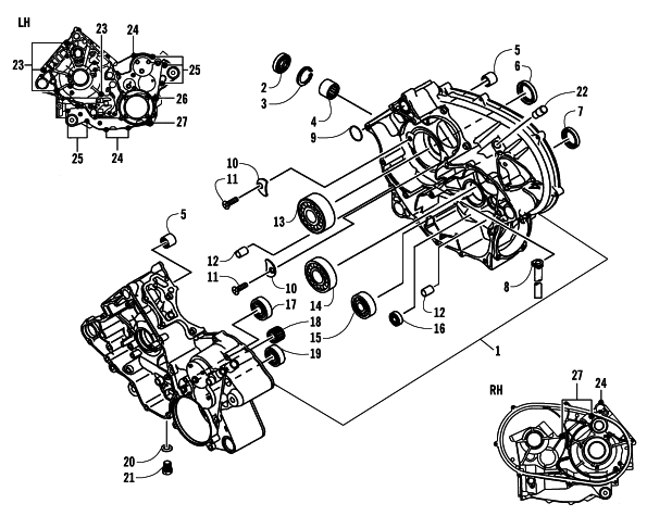 Parts Diagram for Arctic Cat 2006 650 V-TWIN AUTOMATIC TRANSMISSION 4X4 FIS LIMITED EDITION CA ATV CRANKCASE ASSEMBLY