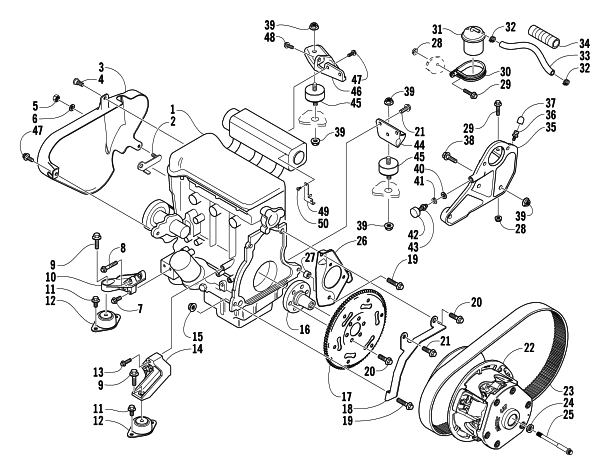 Parts Diagram for Arctic Cat 2004 T660 TURBO TRAIL SNOWMOBILE ENGINE AND RELATED PARTS