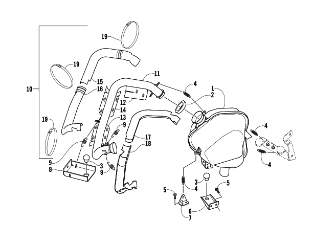 Parts Diagram for Arctic Cat 2004 T660 TURBO TRAIL SNOWMOBILE EXHAUST ASSEMBLY