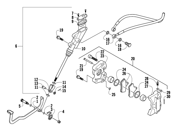 Parts Diagram for Arctic Cat 2004 650 V-2 4X4 FIS MRP NA ATV AUXILIARY BRAKE ASSEMBLY