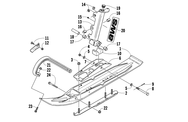 Parts Diagram for Arctic Cat 2004 ZR 900 SNOWMOBILE SKI AND SPINDLE ASSEMBLY