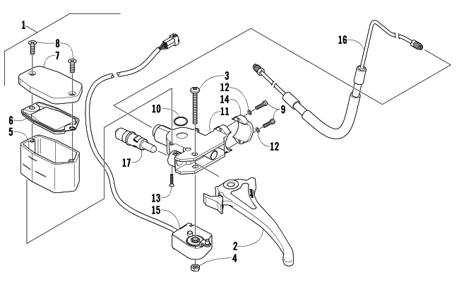Parts Diagram for Arctic Cat 2004 ZR 900 SNOWMOBILE HYDRAULIC BRAKE CONTROL ASSEMBLY