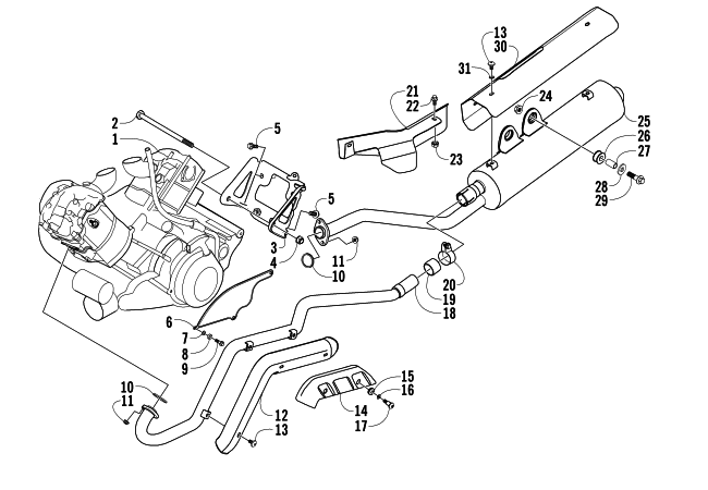 Parts Diagram for Arctic Cat 2004 650 V-2 4X4 FIS SE ATV ENGINE AND EXHAUST