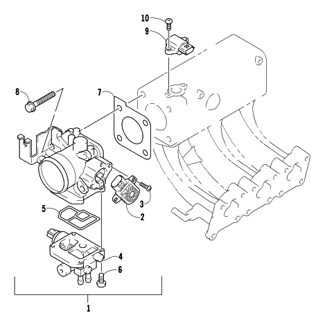 Parts Diagram for Arctic Cat 2004 T660 TURBO TOURING SNOWMOBILE THROTTLE BODY ASSEMBLY