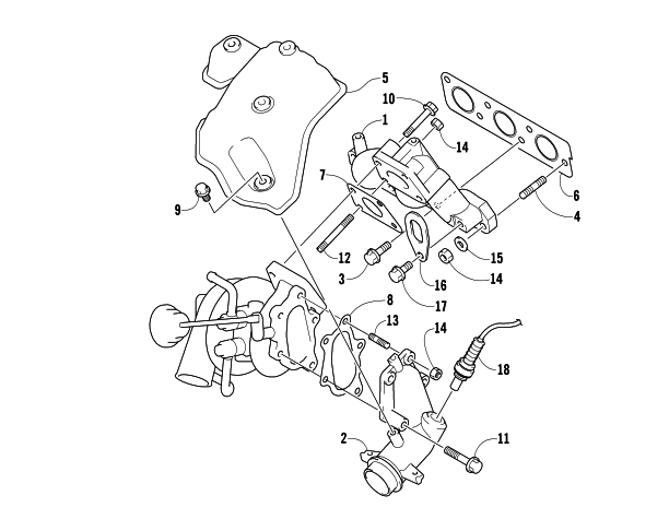 Parts Diagram for Arctic Cat 2004 T660 TURBO TRAIL SNOWMOBILE EXHAUST MANIFOLD ASSEMBLY