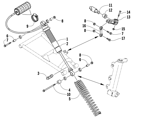 Parts Diagram for Arctic Cat 2004 ZR 900 EFI SNO PRO SNOWMOBILE SHOCK ABSORBER AND SWAY BAR ASSEMBLY