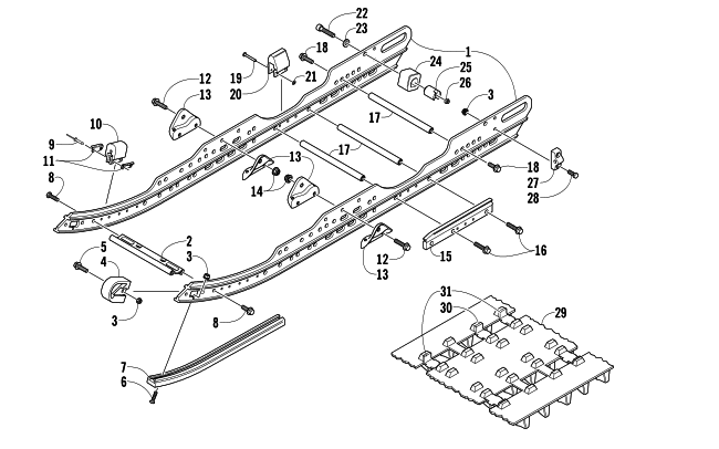 Parts Diagram for Arctic Cat 2004 ZR 900 SNO PRO SNOWMOBILE SLIDE RAIL AND TRACK ASSEMBLY