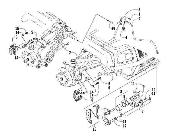 Parts Diagram for Arctic Cat 2004 650 V-2 4X4 FIS MRP ATV HYDRAULIC BRAKE ASSEMBLY