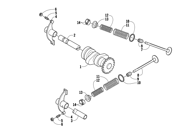 Parts Diagram for Arctic Cat 2005 90 Y-12 YOUTH ATV CAMSHAFT/VALVE ASSEMBLY