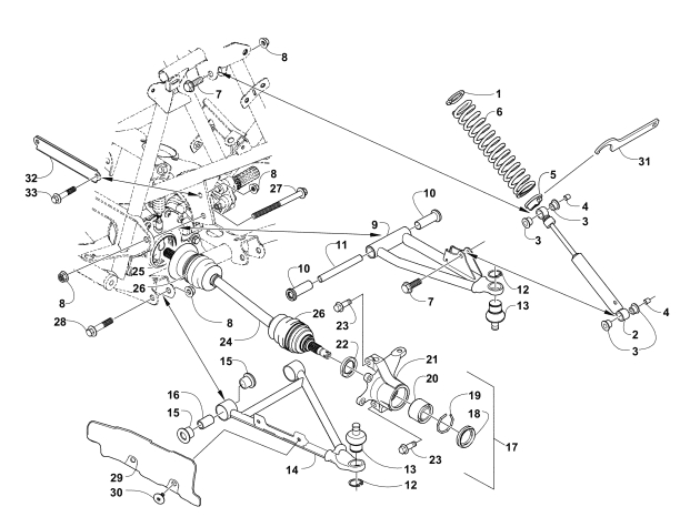 Parts Diagram for Arctic Cat 2004 650 V-2 4X4 FIS CA ATV FRONT SUSPENSION ASSEMBLY