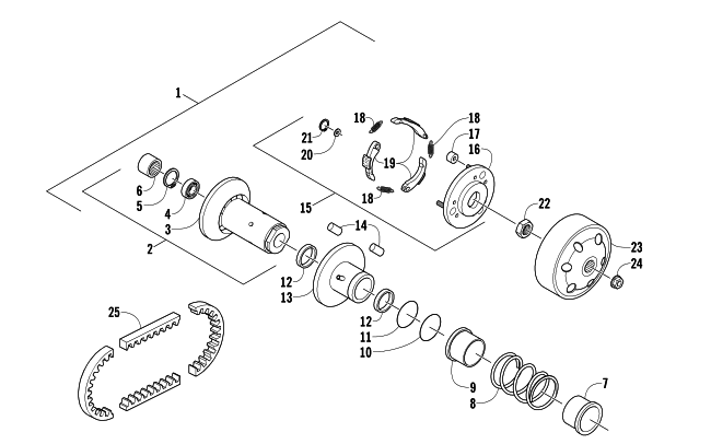 Parts Diagram for Arctic Cat 2005 90 Y-12 YOUTH ATV DRIVEN CLUTCH ASSEMBLY