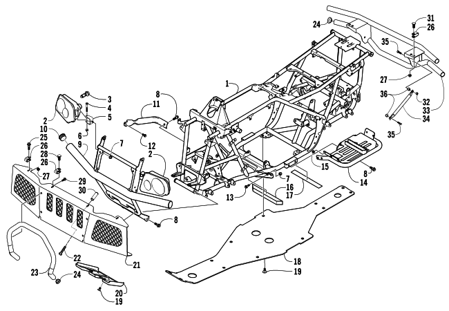 Parts Diagram for Arctic Cat 2004 650 V-2 4X4 FIS SE CA ATV FRAME AND RELATED PARTS