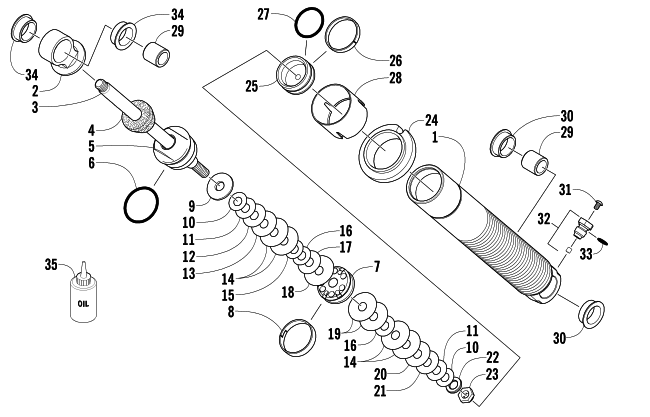 Parts Diagram for Arctic Cat 2005 T660 TURBO ST EFI EARLY BUILD SNOWMOBILE FRONT SUSPENSION SHOCK ABSORBER