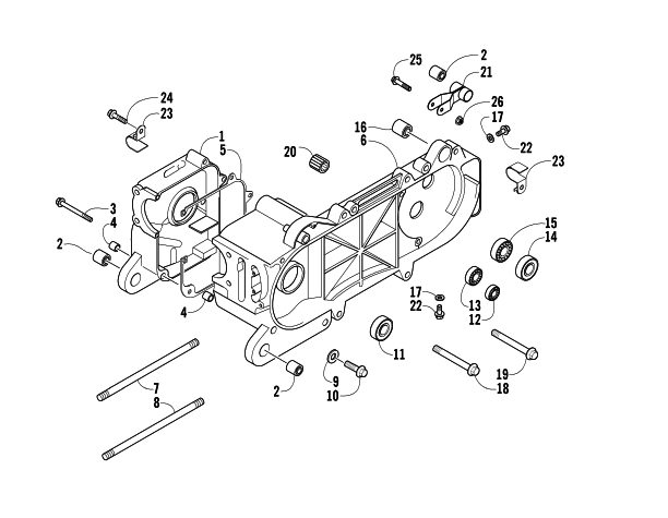 Parts Diagram for Arctic Cat 2005 90 Y-12 YOUTH ATV CRANKCASE ASSEMBLY