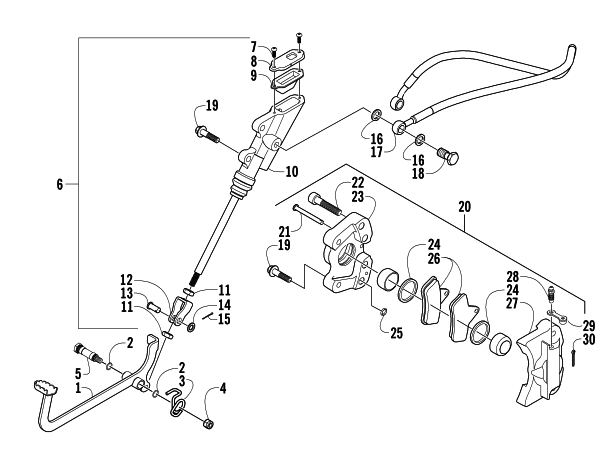 Parts Diagram for Arctic Cat 2004 500 MANUAL TRANSMISSION 4X4 FIS ATV AUXILIARY BRAKE ASSEMBLY