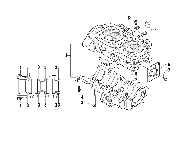 Parts Diagram for Arctic Cat 2003 MOUNTAIN CAT 900 1M ( 159) SNOWMOBILE CRANKCASE ASSEMBLY