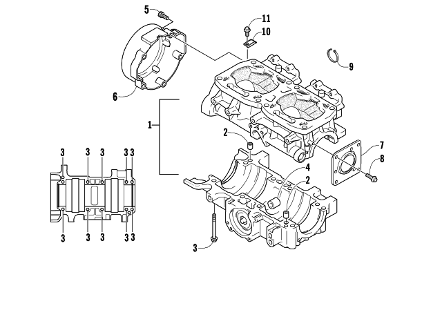 Parts Diagram for Arctic Cat 2003 ZL 800 EFI SS () SNOWMOBILE CRANKCASE ASSEMBLY