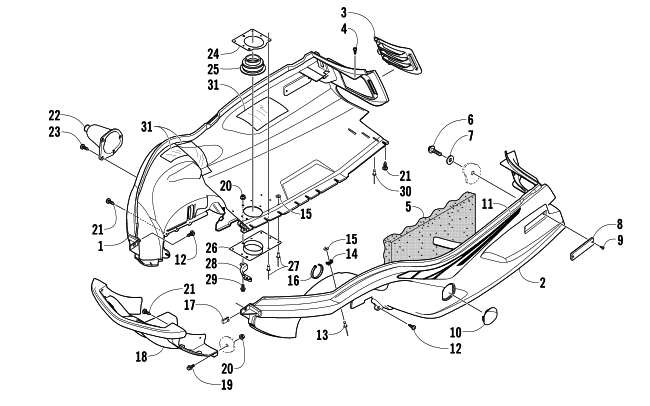 Parts Diagram for Arctic Cat 2005 Z 370 LX SNOWMOBILE BELLY PAN AND FRONT BUMPER ASSEMBLY