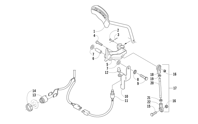Parts Diagram for Arctic Cat 2008 BEARCAT WIDE TRACK SNOWMOBILE REVERSE SHIFT LEVER ASSEMBLY