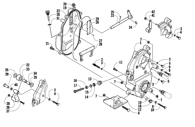 Parts Diagram for Arctic Cat 2005 PANTHER 570 SNOWMOBILE DROPCASE AND CHAIN TENSION ASSEMBLY