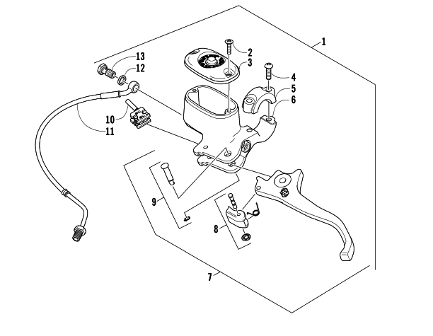 Parts Diagram for Arctic Cat 2005 300 ATV HYDRAULIC HAND BRAKE ASSEMBLY