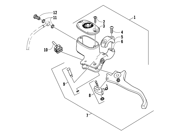Parts Diagram for Arctic Cat 2005 250 4X4 ATV HYDRAULIC HAND BRAKE ASSEMBLY