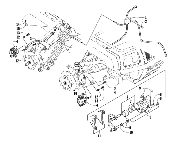 Parts Diagram for Arctic Cat 2005 250 2X4 ATV HYDRAULIC BRAKE ASSEMBLY