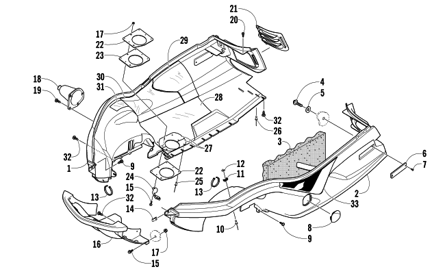Parts Diagram for Arctic Cat 2005 PANTHER 570 SNOWMOBILE BELLY PAN AND FRONT BUMPER ASSEMBLY