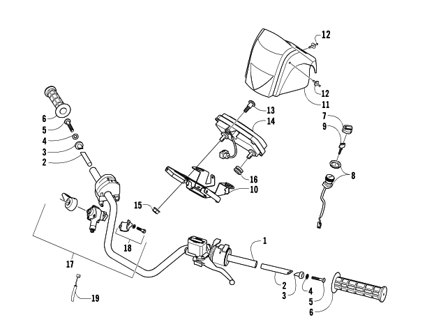 Parts Diagram for Arctic Cat 2005 400 AUTOMATIC TRANSMISSION 4X4 FIS ATV HANDLEBAR ASSEMBLY