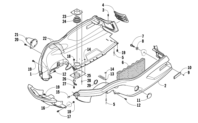 Parts Diagram for Arctic Cat 2005 PANTERA 550 (S2005PTCCAUSB) SNOWMOBILE BELLY PAN AND FRONT BUMPER ASSEMBLY