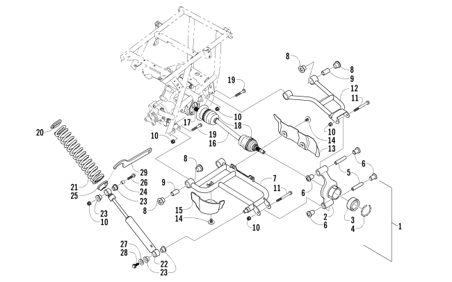 Parts Diagram for Arctic Cat 2005 500 AUTOMATIC TRANSMISSION 4X4 FIS ATV REAR SUSPENSION ASSEMBLY