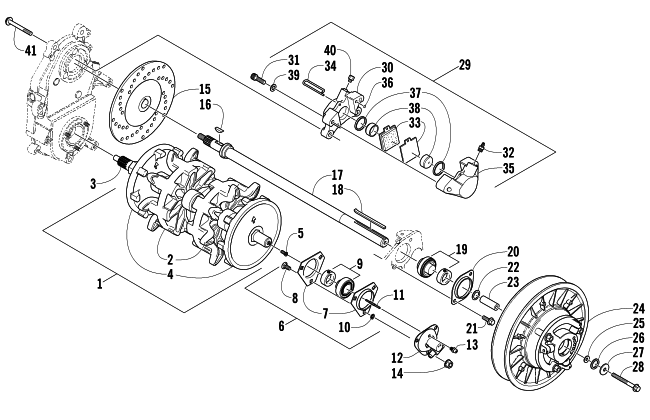 Parts Diagram for Arctic Cat 2005 KING CAT 900 SNOWMOBILE DRIVE TRAIN SHAFTS AND BRAKE ASSEMBLIES