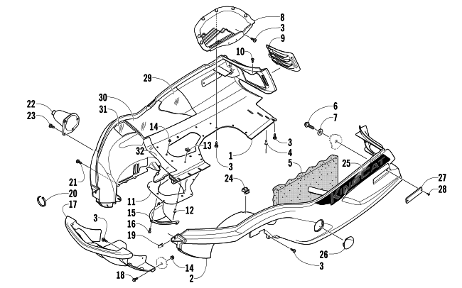 Parts Diagram for Arctic Cat 2005 KING CAT 900 SNOWMOBILE BELLY PAN AND FRONT BUMPER ASSEMBLY